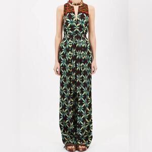 NWT Ulla Johnson CAMELIA JUMPSUIT OLIVINITE Size 0 Printed belted